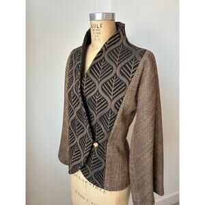L. O'Neill Cotton Structured Jacquard Abstract Kimono Style Jacket Blazer size S